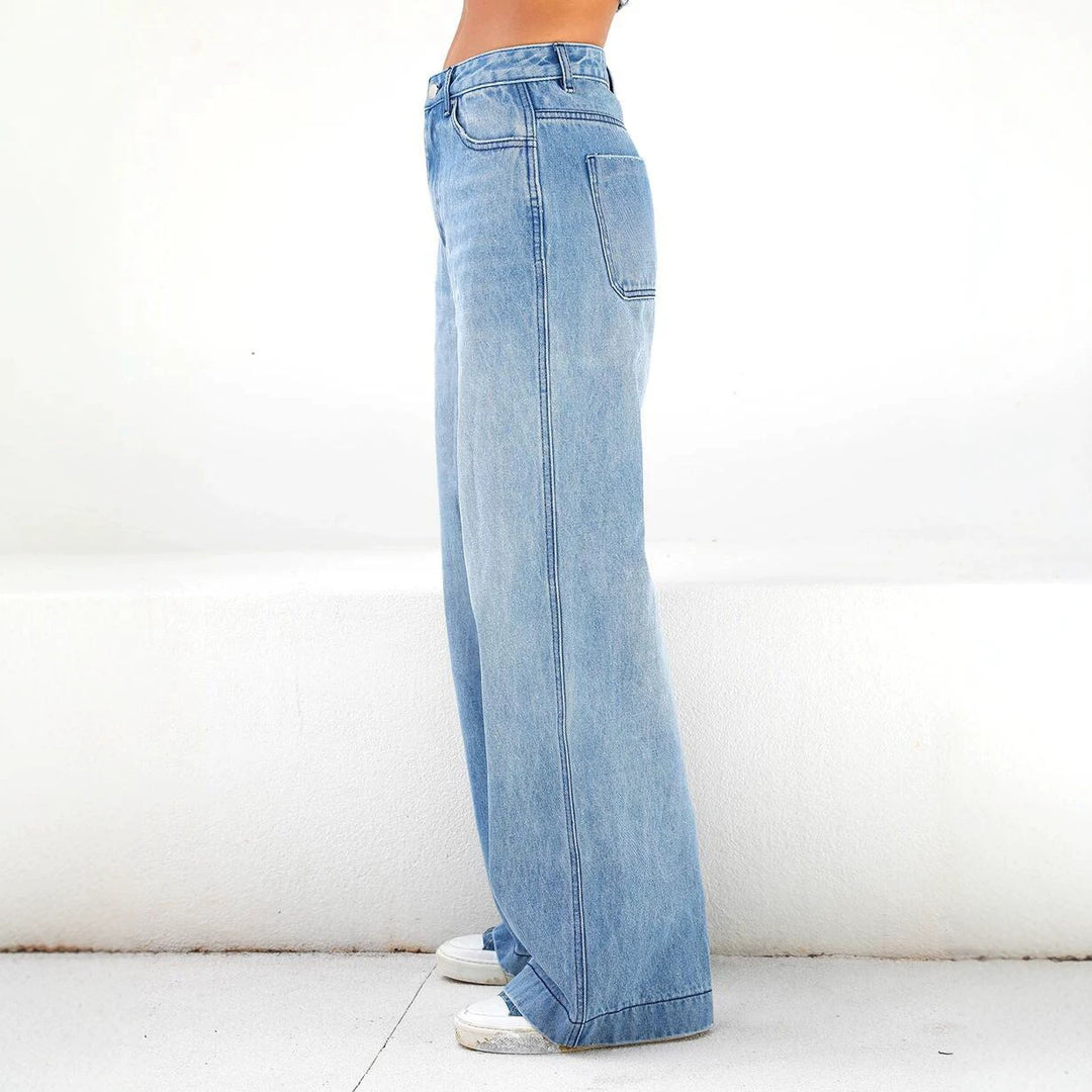 Damen Hochtaillierte weite Denim-Jeans im Palazzo-Schnitt Shop Nory