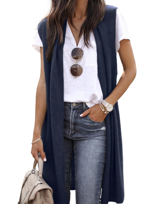 Damen Strickweste im lässigen Oversized-Design mit offenen Fronten und kurzer Ärmellänge