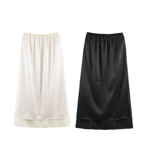 Damen Unterrock mit gepunktetem Mesh‑Überwurf und elastischem Bund Shop Nory