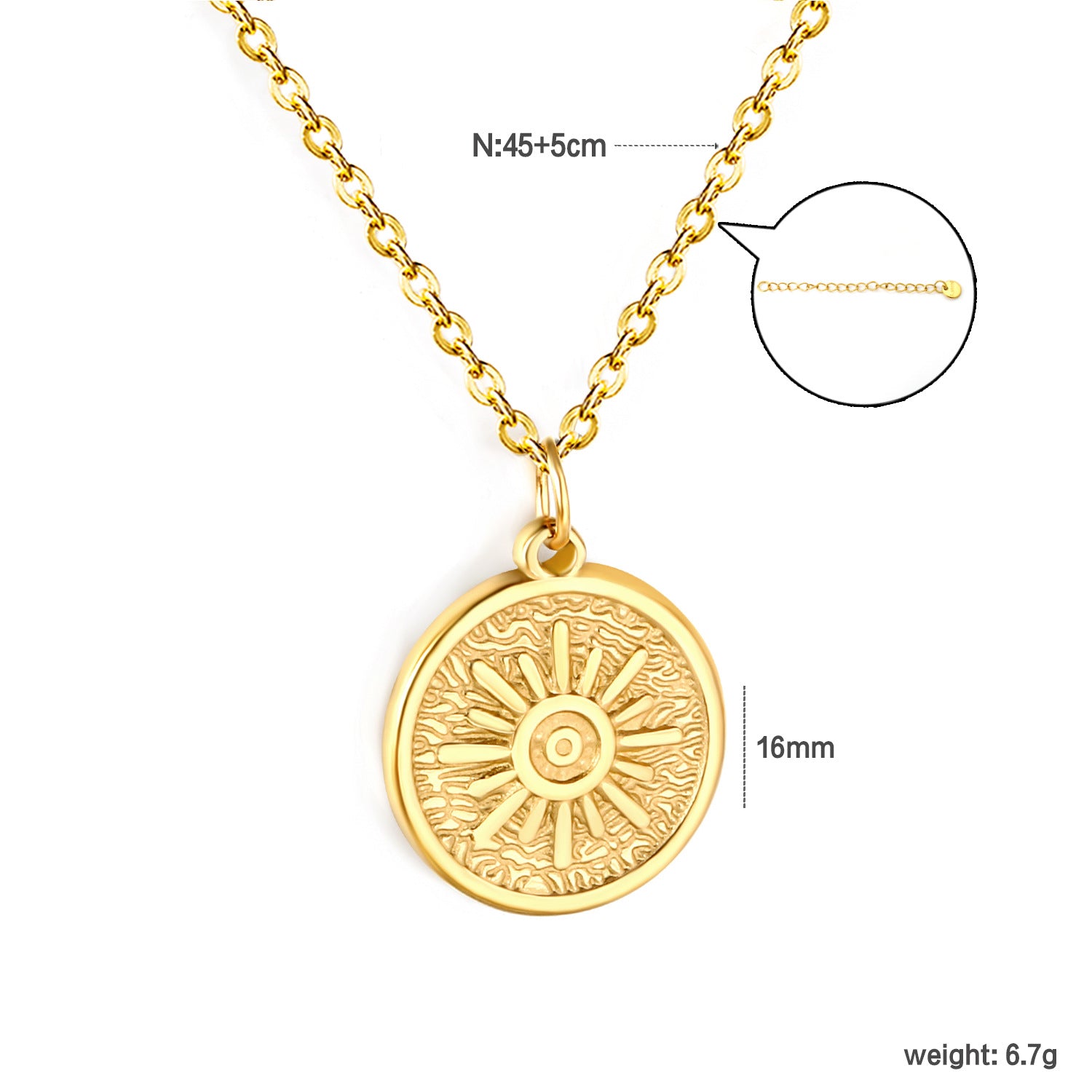 Damen Halskette mit kunstvollem Sonnenanhänger aus hochwertigem Edelstahl Shop Nory