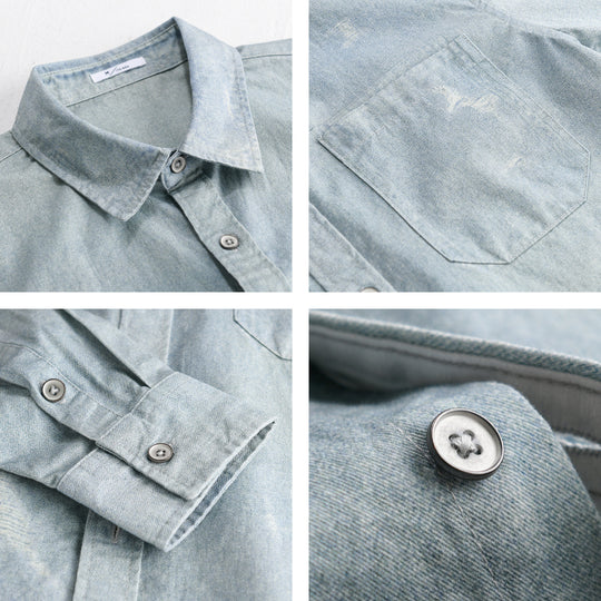 Herren Denim-Overshirt mit Used‑Effekt und Brusttasche Shop Nory