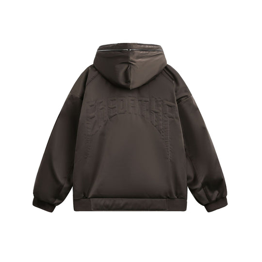 Herren Gepolsterte Oversize-Bomberjacke mit Kapuze und doppeltem Reißverschluss Shop Nory
