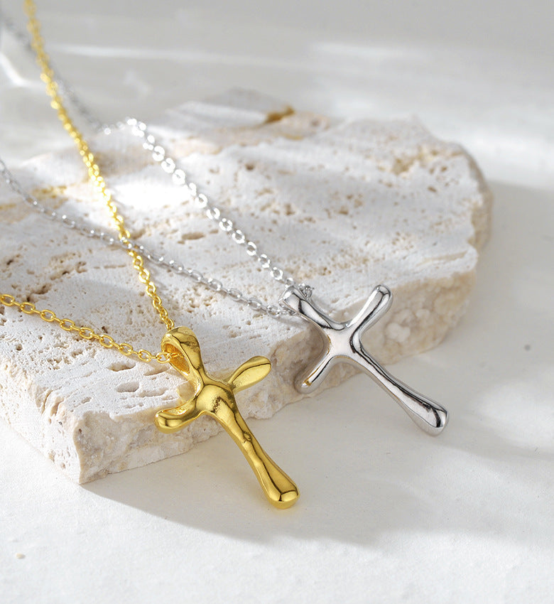 925 Sterling Silber Kabelkette Vergoldung Kreuz Anhänger Halskette | Shop Nory