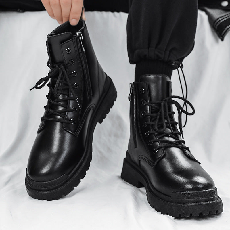 Damen Chunky Combat-Stiefel mit Reißverschluss, profilierter Gummisohle und Schnürung Shopy Nory