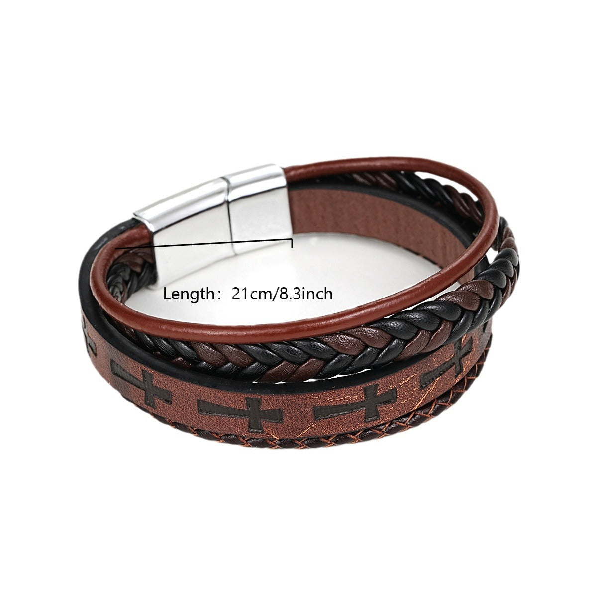 Damen multifunktionales Lederarmband mit geflochtenem Design und Kreuzsymbolen Shop Nory