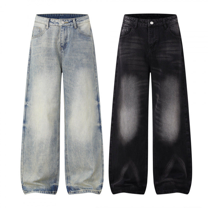 Damen Weite Highwaist-Jeanshose im Balloon-Schnitt mit Used‑Effekt und elastischem Saum Shop Nory