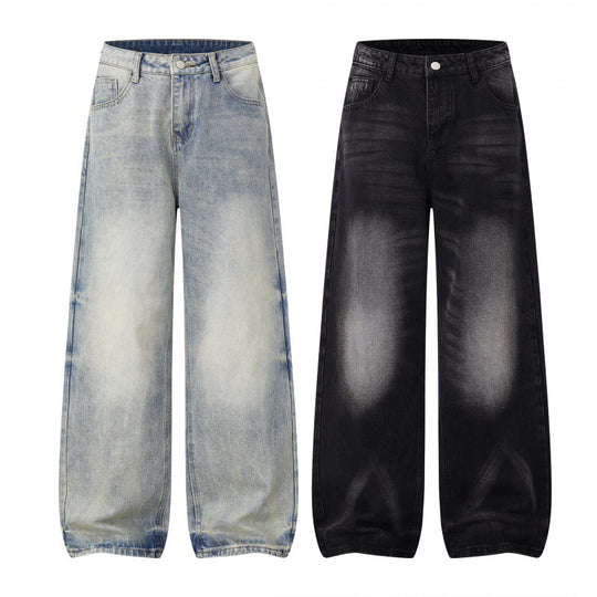 Damen Weite Highwaist-Jeanshose im Balloon-Schnitt mit Used‑Effekt und elastischem Saum Shop Nory