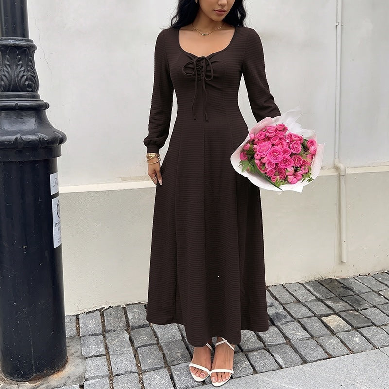 Damen Modisches Maxikleid mit gerafftem Ausschnitt Shop Nory
