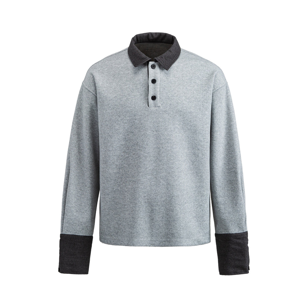 Unisex Boxy‑Polo‑Sweatshirt mit Kontrastkragen und verlängerten Ärmelbündchen Shop Nory