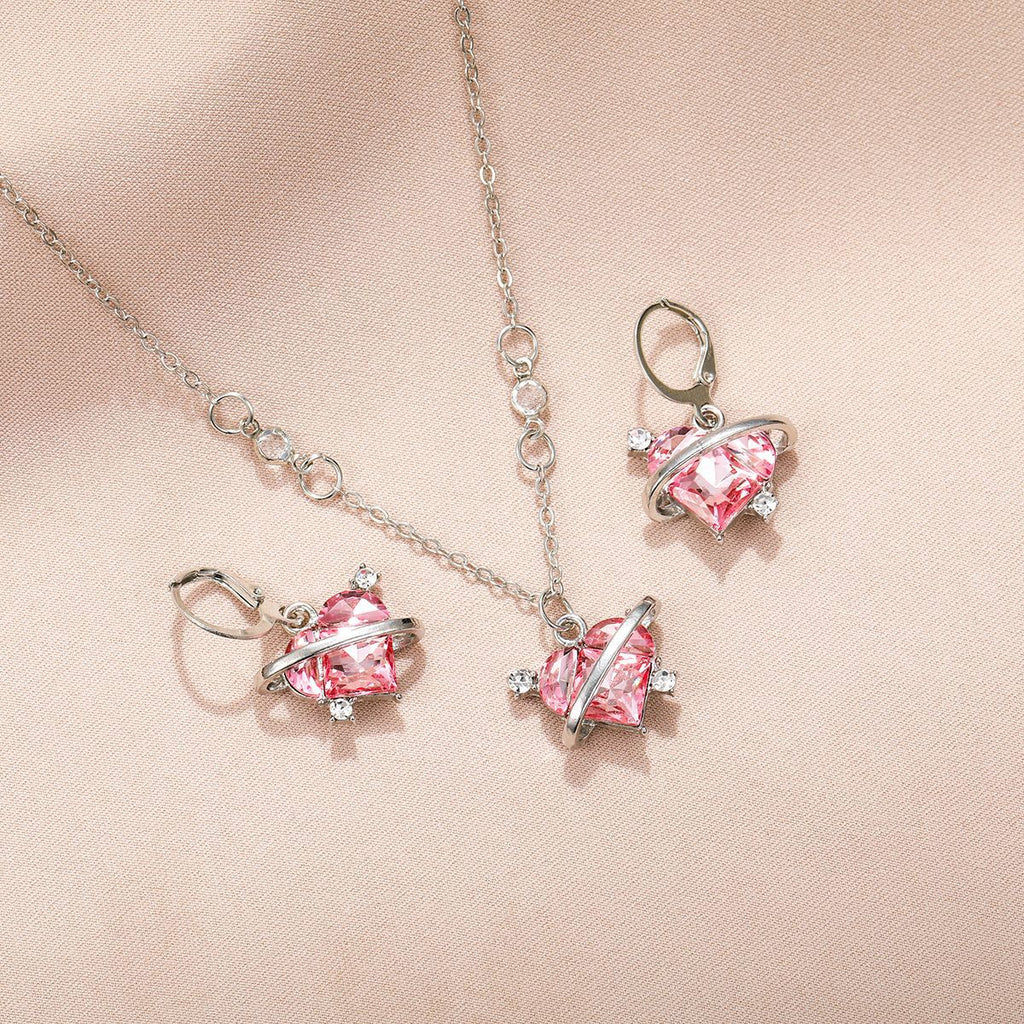 Damen Schmuckset mit herzförmigen Kristallanhängern Shop Nory