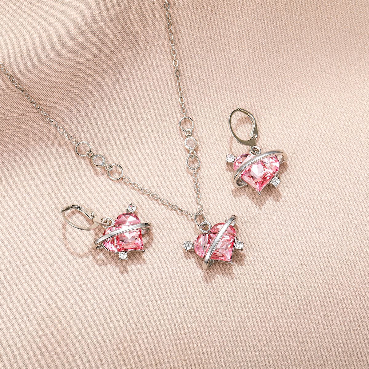 Damen Schmuckset mit herzförmigen Kristallanhängern Shop Nory