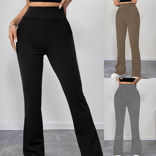 Damen Schlaghose aus Stretch‑Strick mit hohem Bund und Eingrifftaschen Shop Nory