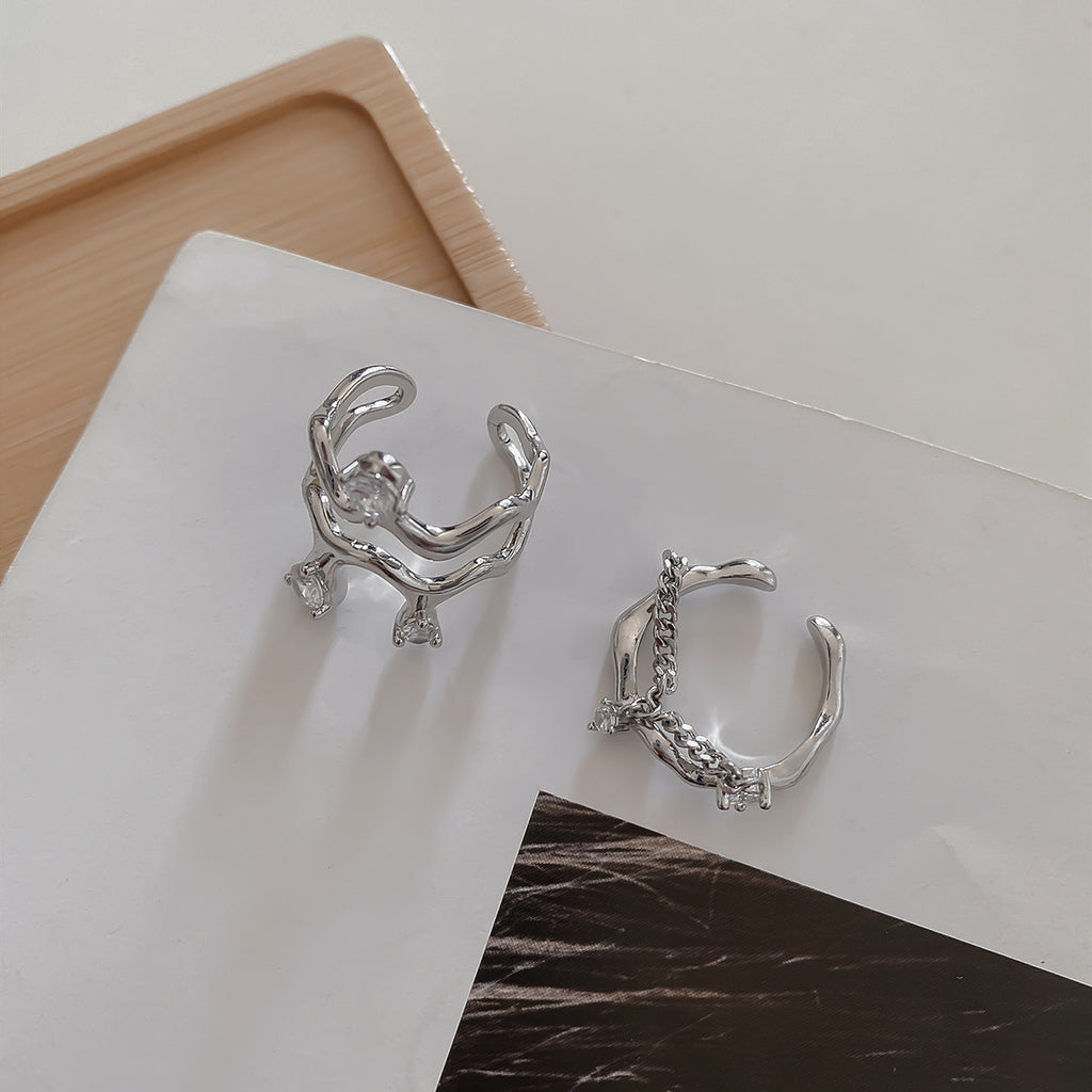 Damen Offener Ring mit elegantem Wellenmotiv und funkelnden Zirkonia Shop Nory