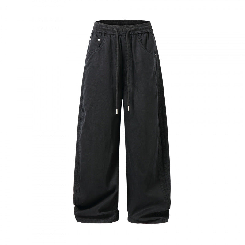 Unisex Weite Denim-Hose mit elastischem Bund, Tunnelzug und fünf Taschen Shop Nory