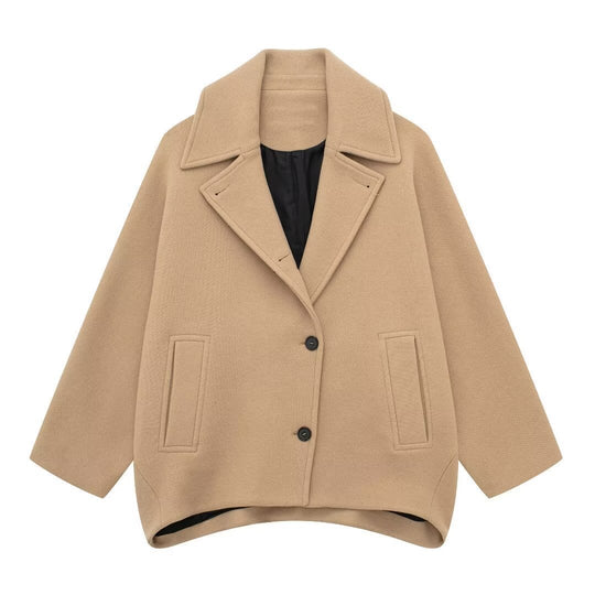 Damen Kurz geschnittener Oversize-Wollmix-Caban mit weitem Revers und kastiger Silhouette Shop Nory