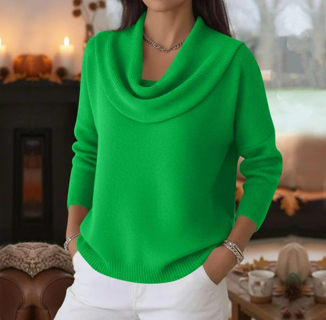 Damen Lässiger Schalkragen-Feinstrickpullover mit überschnittener Schulter und geripptem Saum Shop Nory