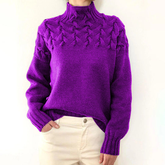 Damen nan Strickpullover mit Zopfstruktur und hohem Rollkragen Shop Nory