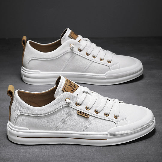 Herren Lässige Leder-Sneaker mit gepolstertem Knöchelkragen und robuster Gummisohle Shopy Nory