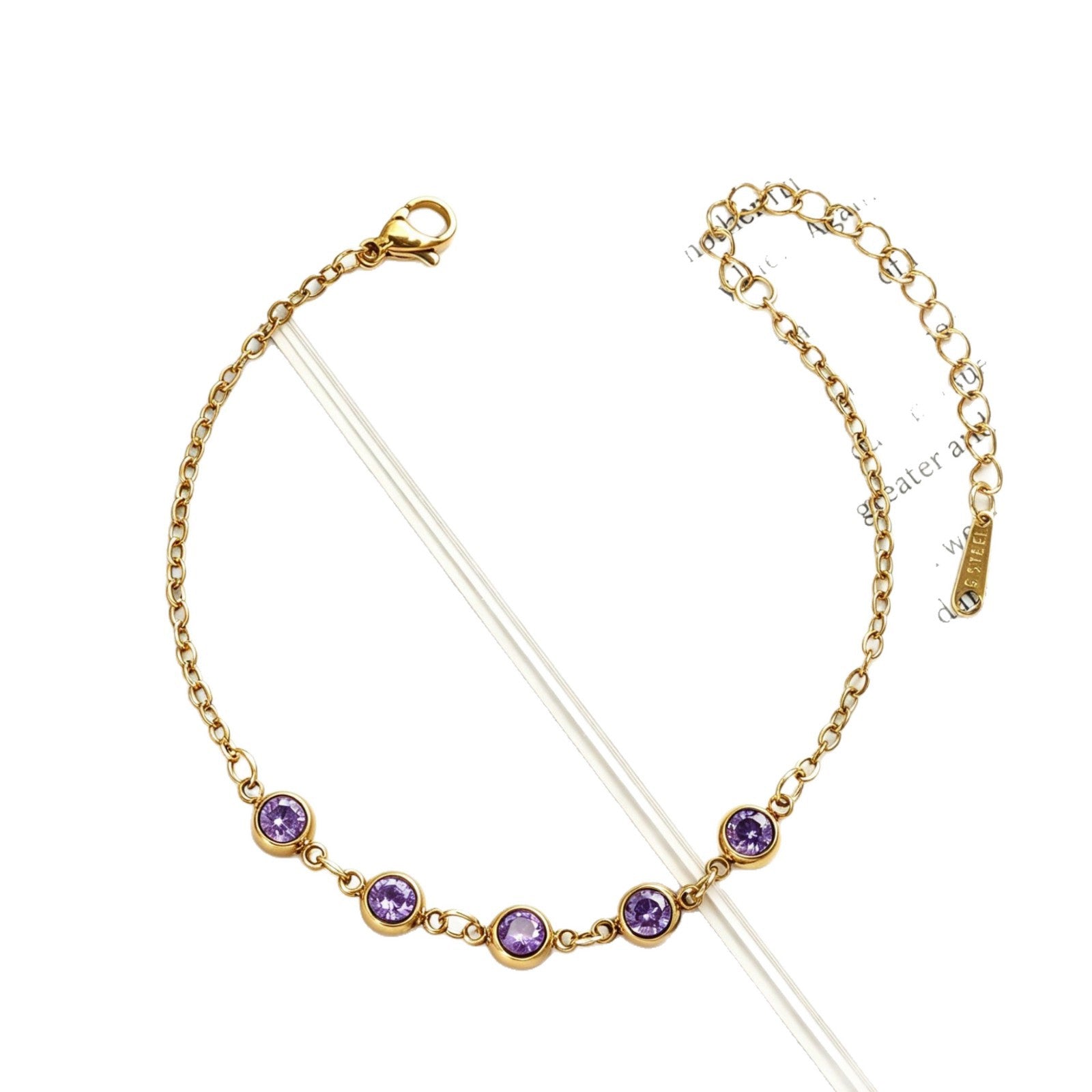 Damen Elegante Goldkette mit lila Kristallen Shop Nory