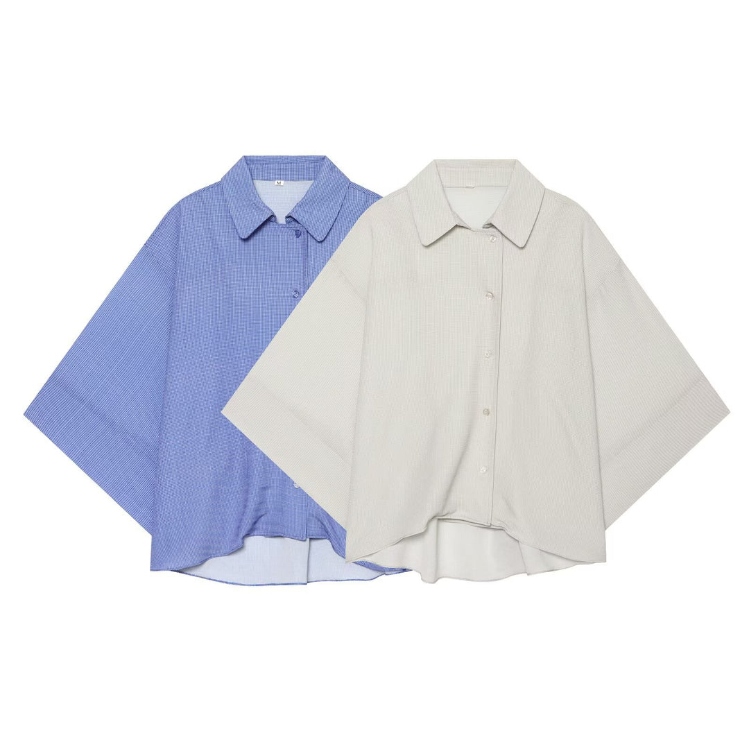 Damen Oversize-Hemdbluse mit Waffelstruktur, kastiger Silhouette und High-Low-Saum Shop Nory