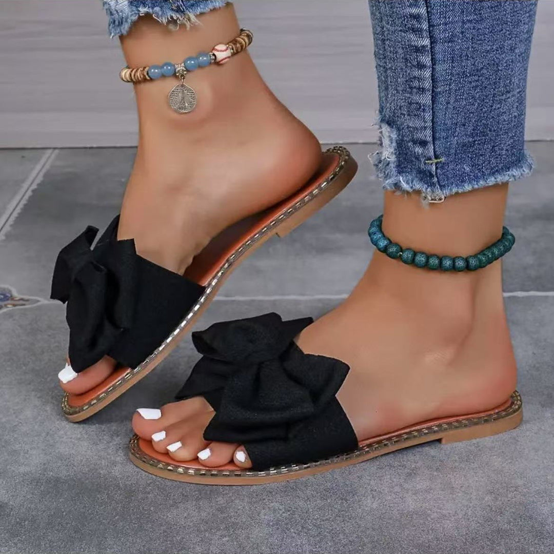 Damen Flip-Flops mit dekorativem Schleifen-Design und rutschfester Sohle