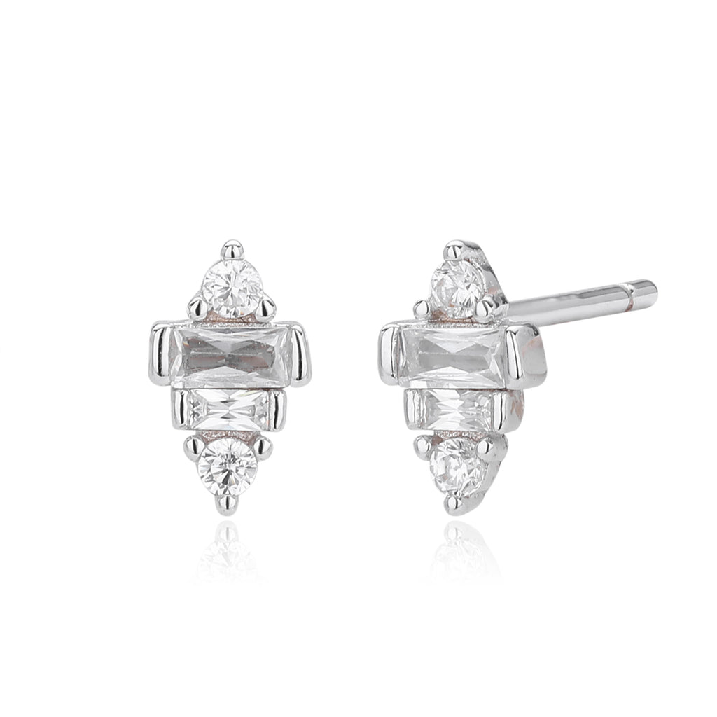 Damen Ohrstecker mit elegantem Zirkonbesatz aus hochwertigem 925 Sterling Silber Shop Nory