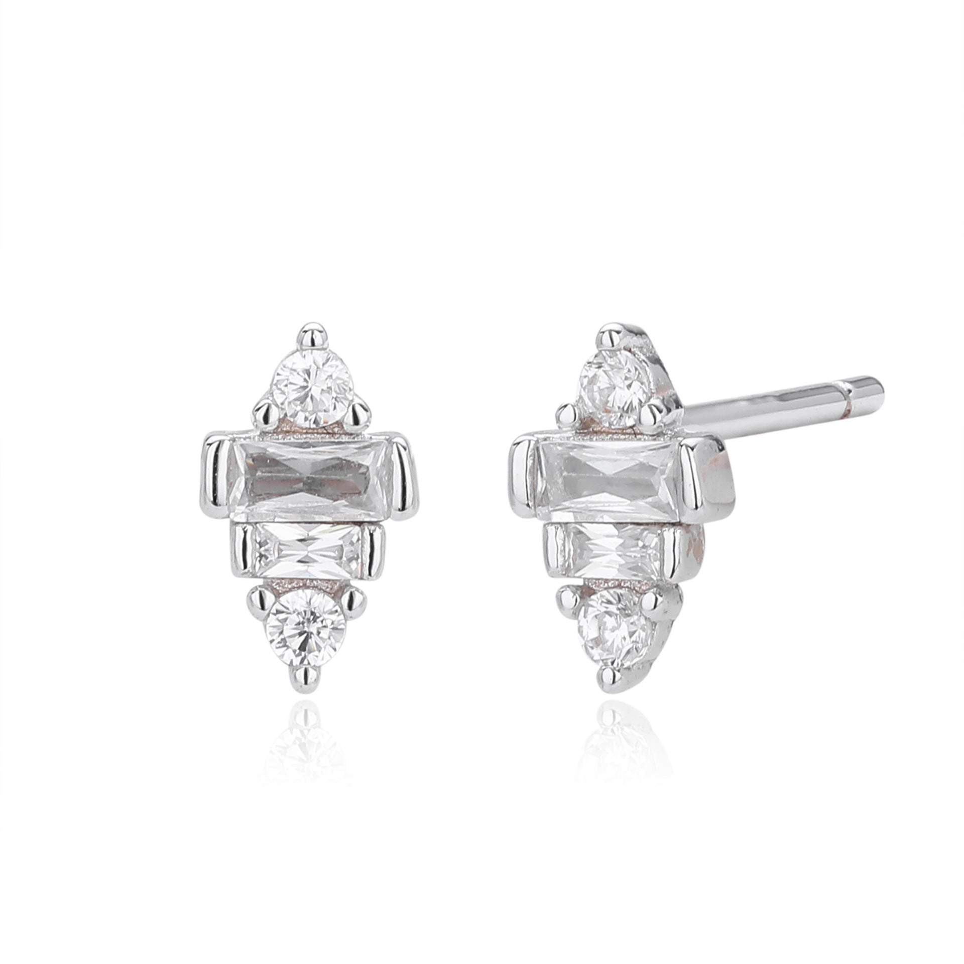 Damen Ohrstecker mit elegantem Zirkonbesatz aus hochwertigem 925 Sterling Silber Shop Nory