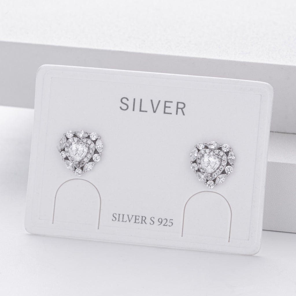 Damen Ohrstecker mit herzförmigem Moissanit-Design und funkelnden Zirkonia Shop Nory