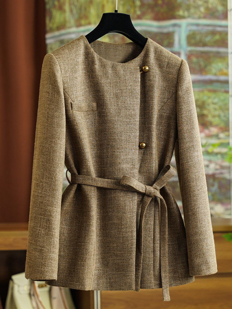 Damen Modische Blazerjacke mit Taillengürtel Shop Nory