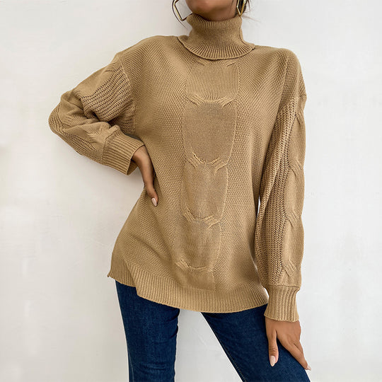 Damen Rollkragenpullover mit Zopfmuster und Oversize-Silhouette Shop Nory