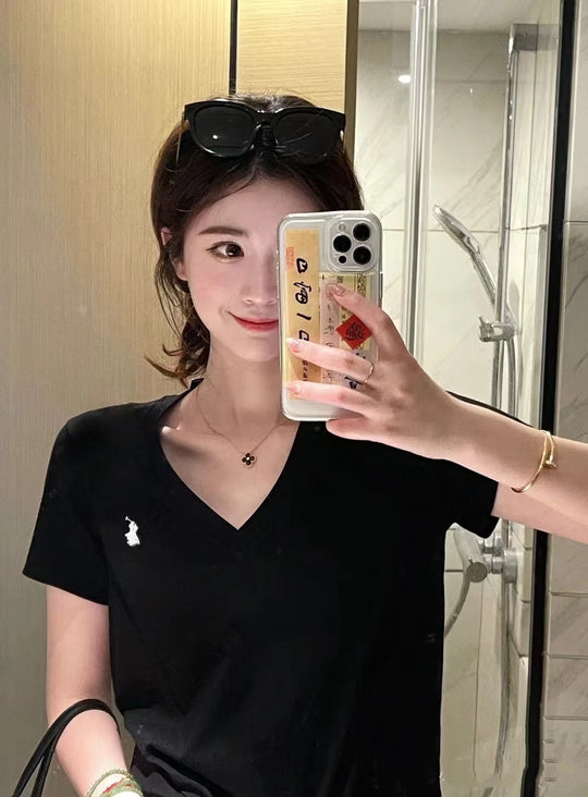 Damen Bequeme und lässige Kurzarm-V-Neck T-Shirt Shop Nory