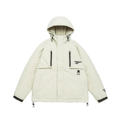 Unisex Technische wattierte Parka Jacke mit Kapuze und Reißverschluss-Brusttaschen Shop Nory
