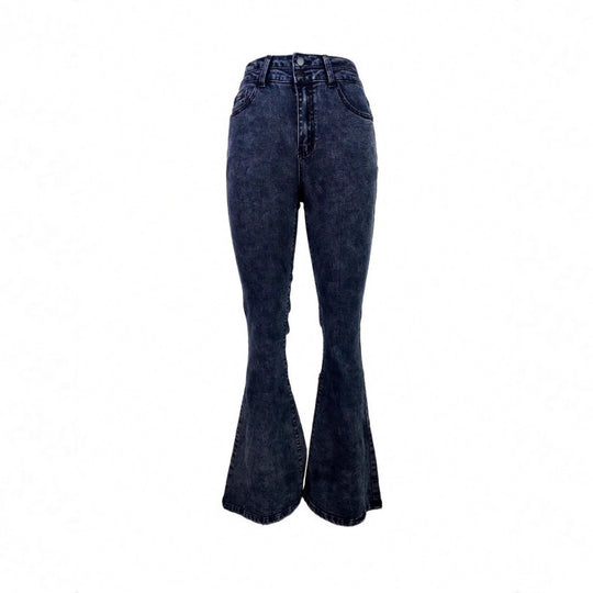 Damen Hochtaillierte verwaschene Flared-Jeans mit Doppelknopfbund und formendem Stretchschnitt Shop Nory