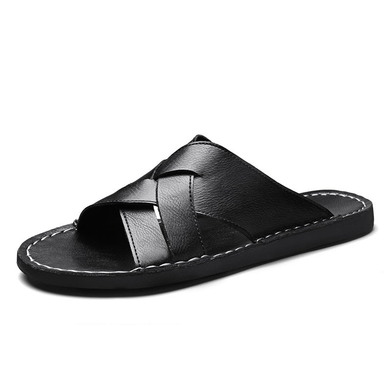 Herren Elegante und bequeme Leder-Sandalen mit verstellbarem Riemensystem