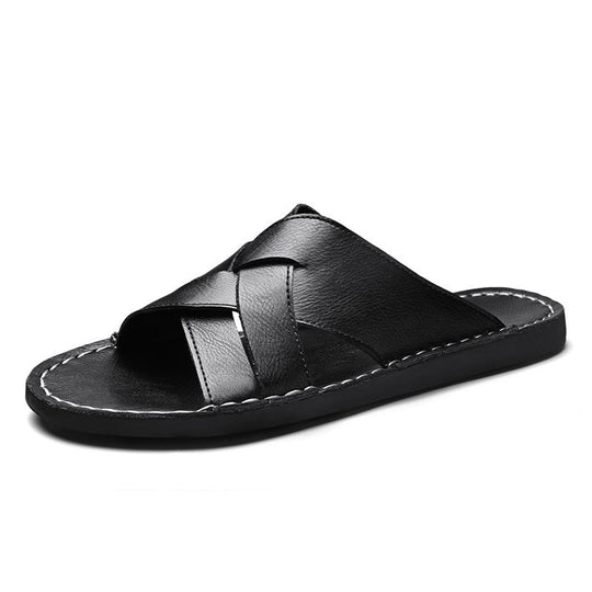 Herren Elegante und bequeme Leder-Sandalen mit verstellbarem Riemensystem