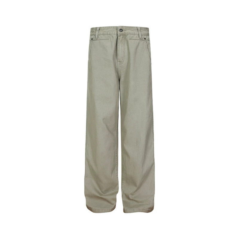 Herren Weite Canvas-Hose im Palazzoschnitt mit hoher Bundpassform und geradem Bein Shop Nory