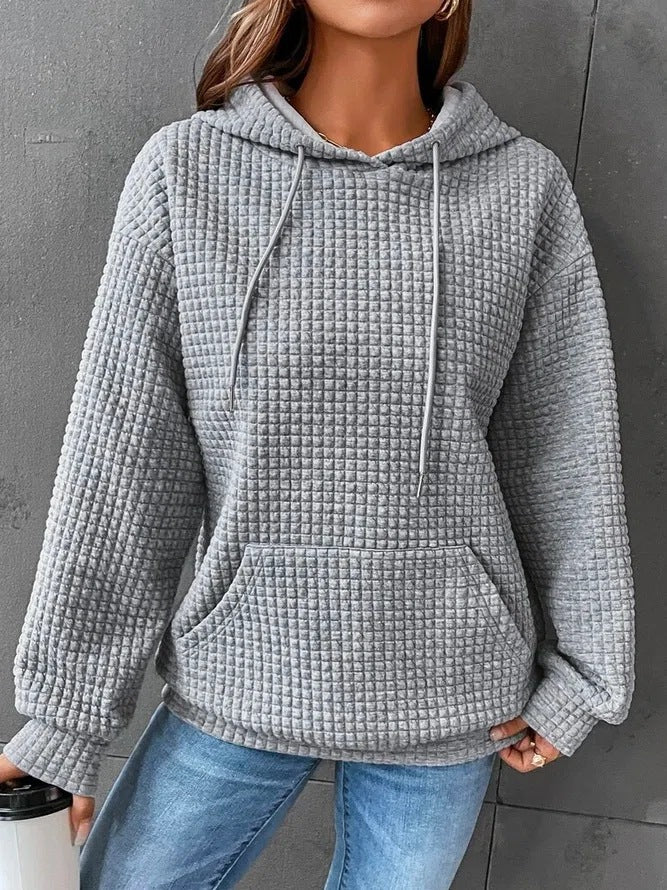 Damen lässiger Hoodie mit strukturierter Oberfläche und praktischer Kängurutasche