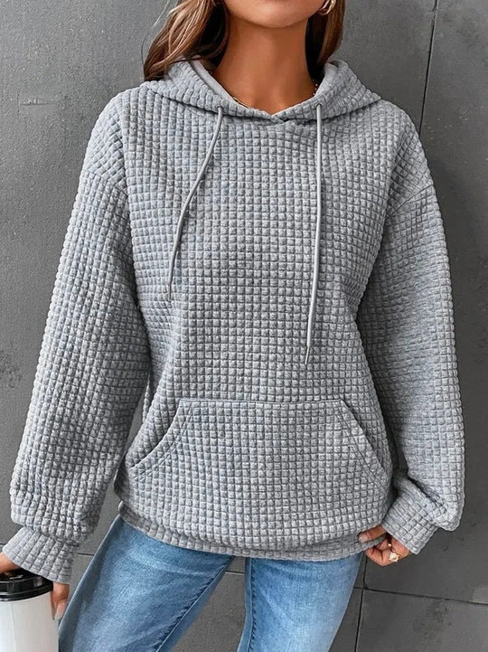 Damen lässiger Hoodie mit strukturierter Oberfläche und praktischer Kängurutasche