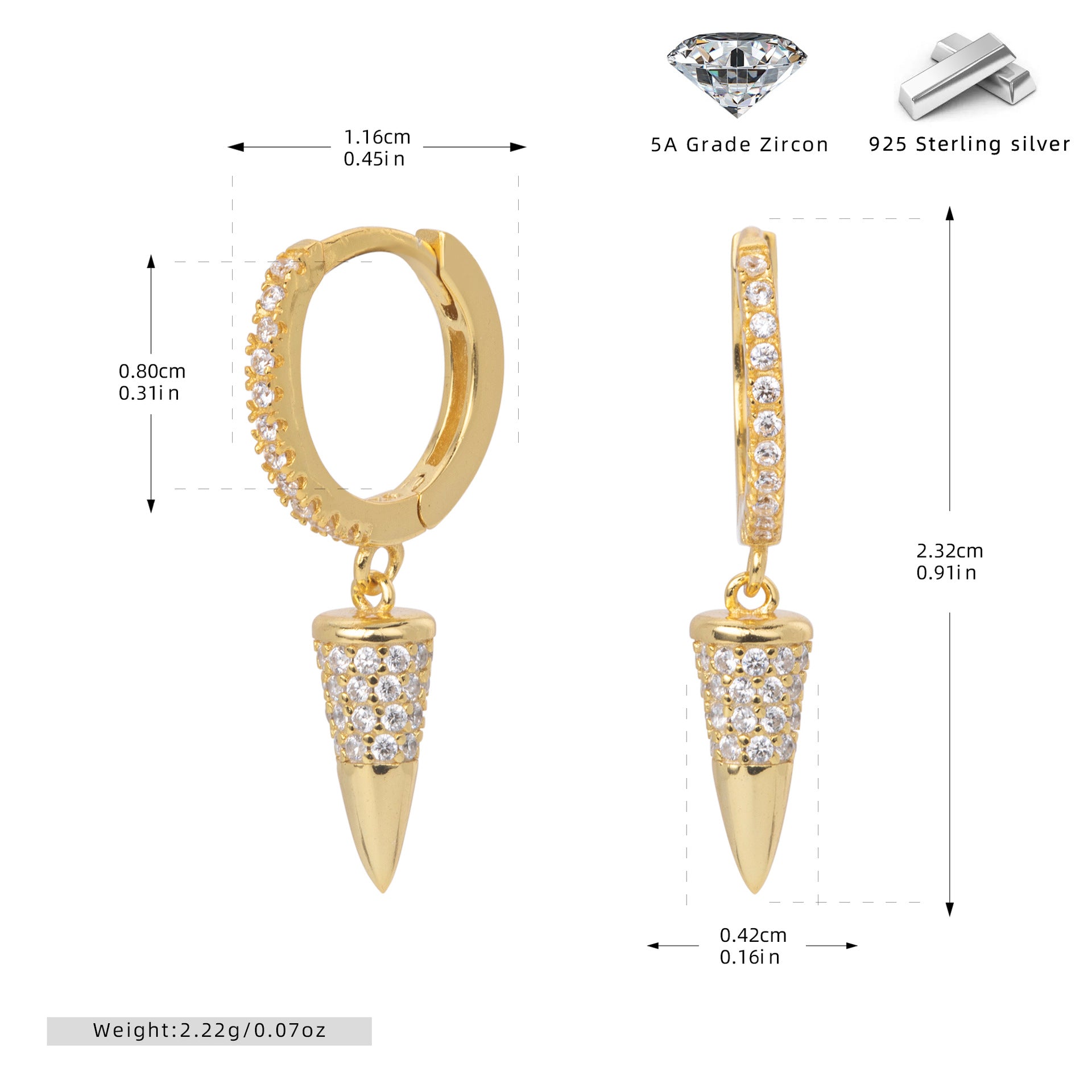 Damen Ohrhänger mit funkelndem Kegelanhänger aus 925 Sterling Silber Shop Nory