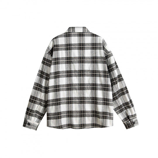 Unisex Boxy-Overshirt aus gebürsteter Baumwollmischung mit Karomuster und kontrastierenden Zopfpaneelen Shop Nory