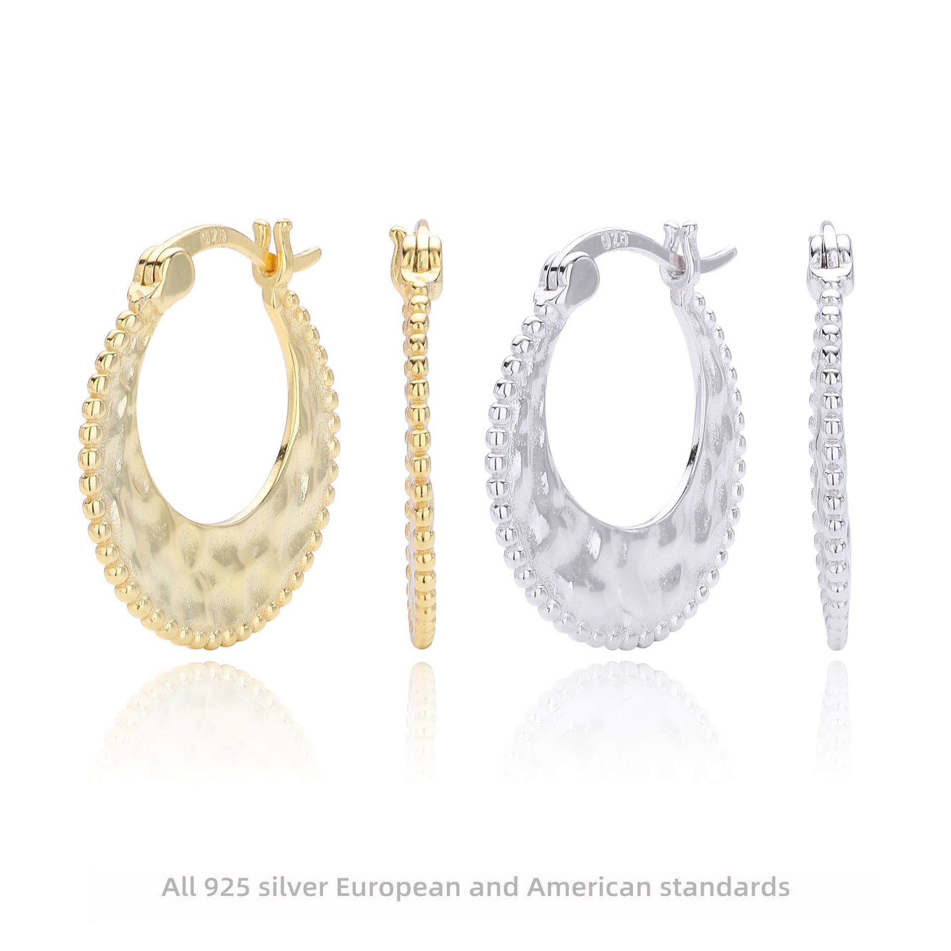 Damen Creolen mit elegantem Strukturdesign aus hochwertigem 925 Sterlingsilber Shop Nory