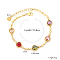 Damen Armband mit herzförmigen Edelsteinen und zarter Goldkette Shop Nory