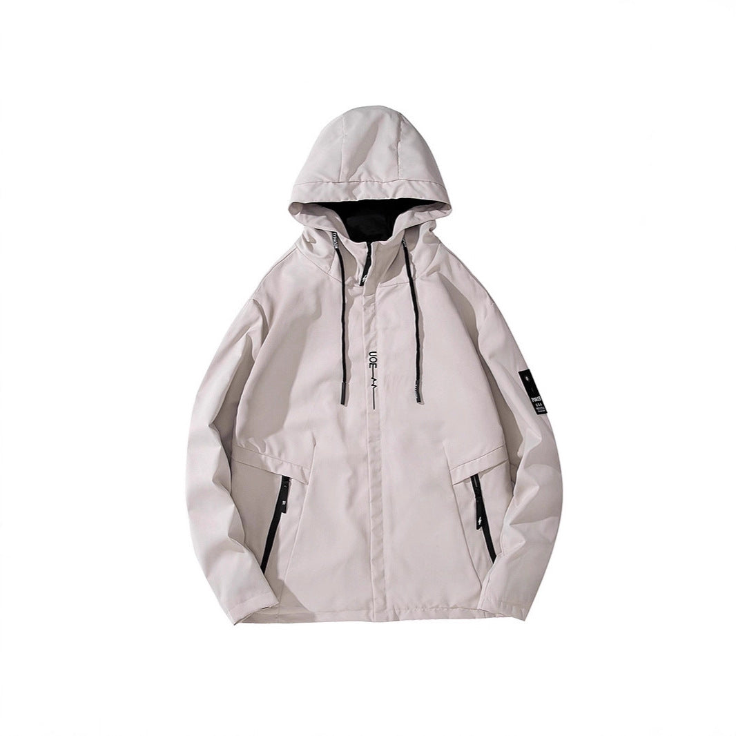 Herren Leichte Kapuzen-Softshelljacke im urbanen Utility-Stil mit verstellbarer Kapuze und verdecktem Reißverschluss Shop Nory