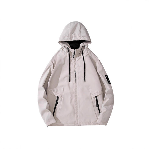 Herren Leichte Kapuzen-Softshelljacke im urbanen Utility-Stil mit verstellbarer Kapuze und verdecktem Reißverschluss Shop Nory
