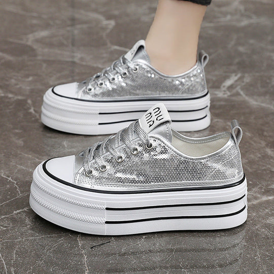 Damen Glitzernde Plateau Sneakers mit komfortablem Design