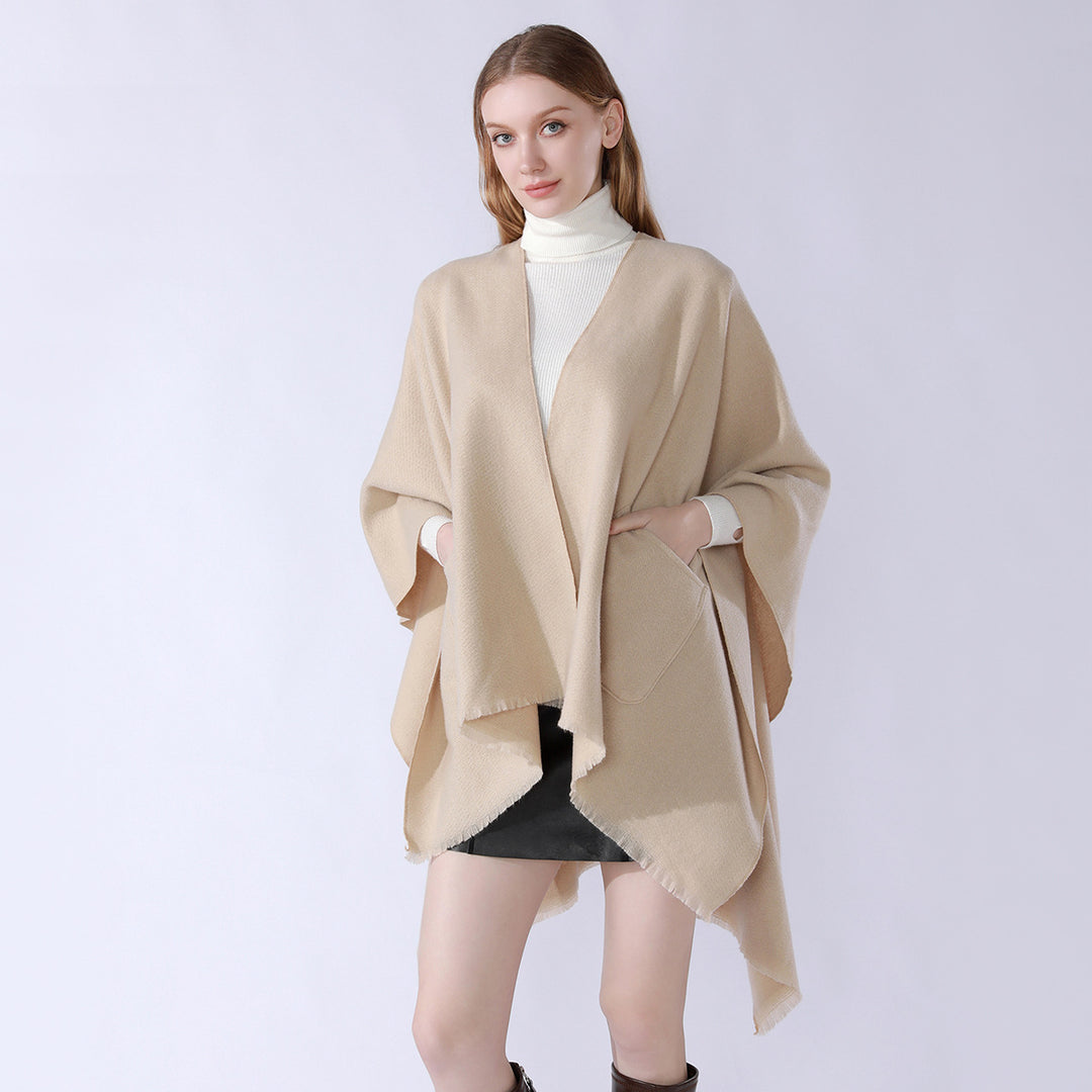 Damen Oversize-Capeponcho aus Wollmix mit Kapuze und Eingrifftaschen Shop Nory
