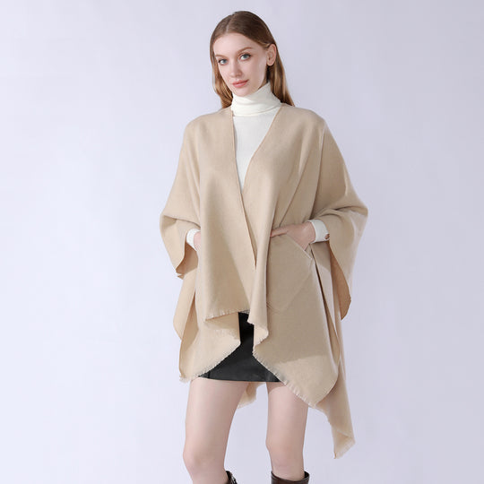 Damen Oversize-Capeponcho aus Wollmix mit Kapuze und Eingrifftaschen Shop Nory