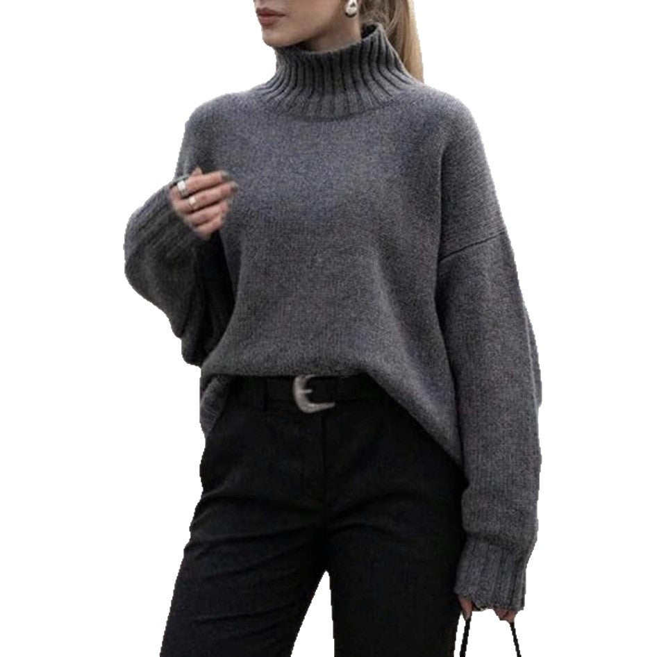 Damen Boxy-Rollkragenpullover aus feinem Wollmix mit Ballonärmeln und überschnittener Schulter Shop Nory