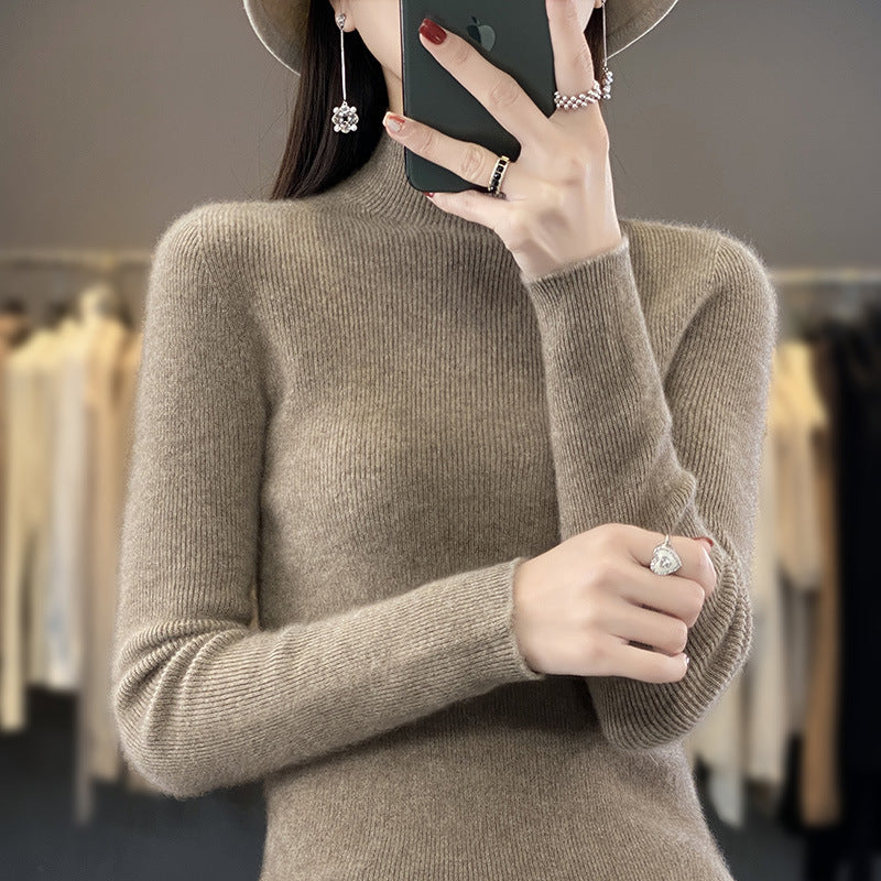 Damen Schlanker Feinstrick-Mockneckpullover aus feinem Angora‑Mix Shop Nory