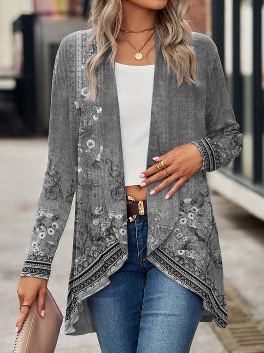 Damen Offene Longjacke mit floralem Design
